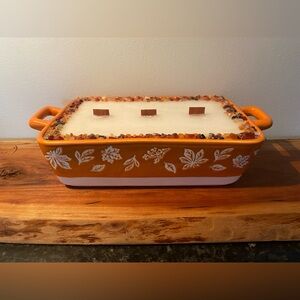 Handmade Ceramic Tray (Reusable Oven Safe Dish) Candle with Carnelian Crystals